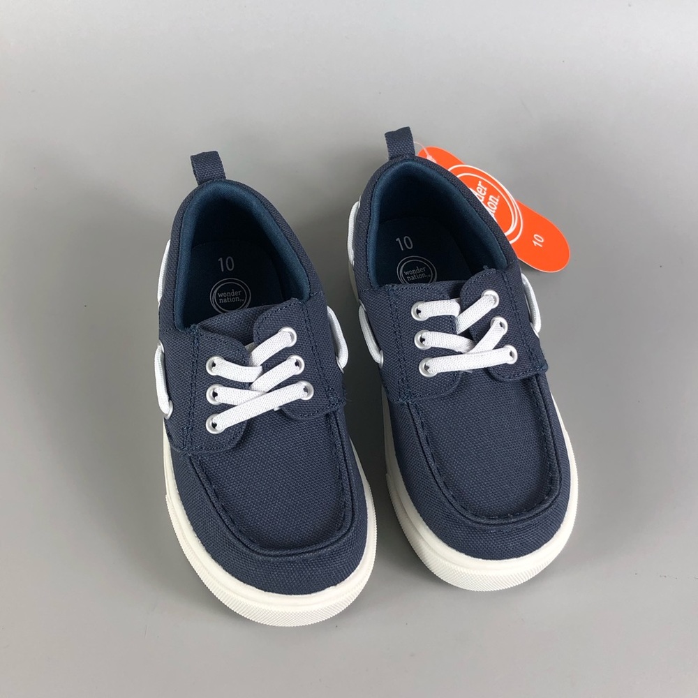 wonder nation Navy Canvas Kids Sneakers with White Laces Size 10